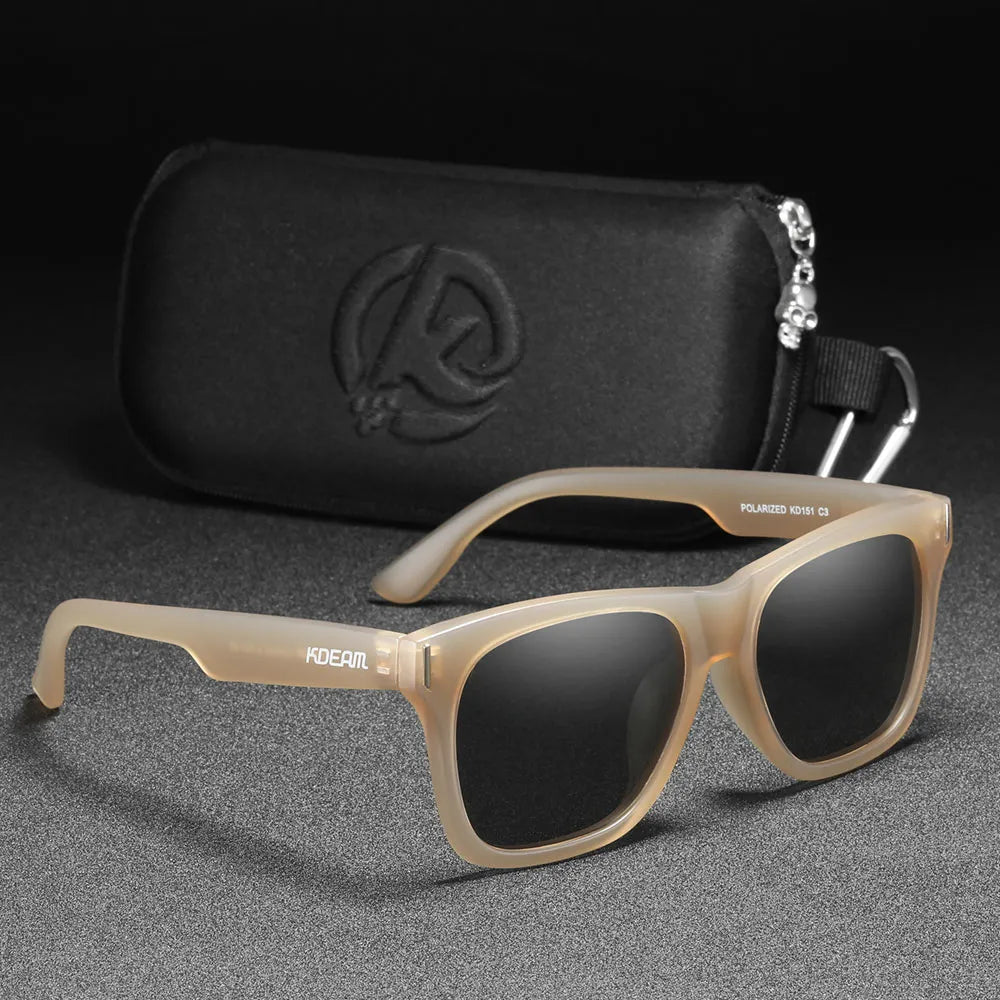 unisex polarised sunglasses with brown frames and black lenses. perfect for parties and festivals