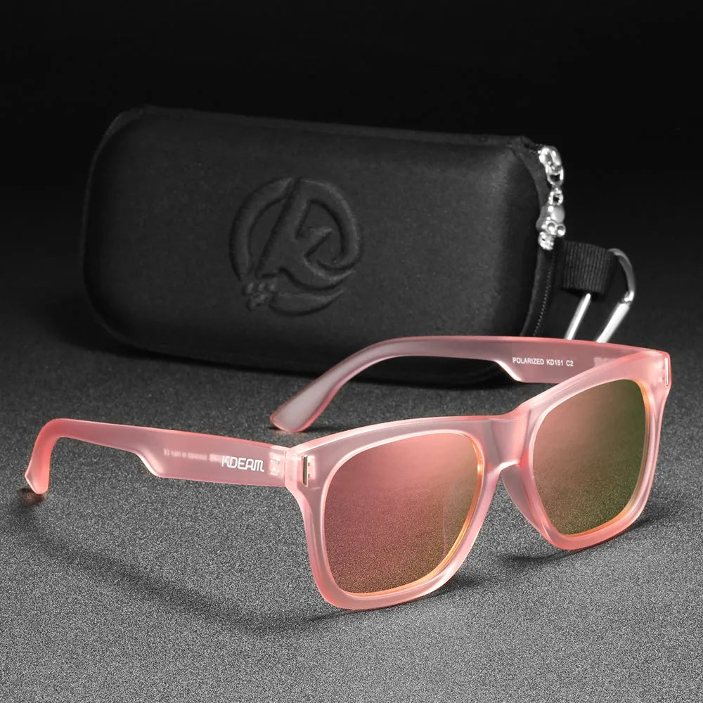 unisex polarised sunglasses with pink frames and pink lenses. perfect for parties and festivals