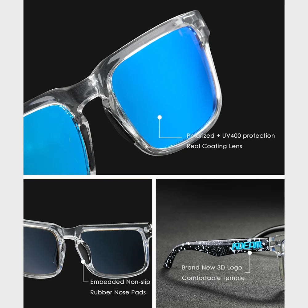 KDEAM Brand New 3D Logo Square Polarized Sunglasses Vacationing Driving Sun Glasses Real Coating Lense KD332