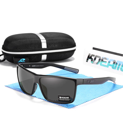 Scratch resistant glasses with polarised lenses. Black frames and black lenses