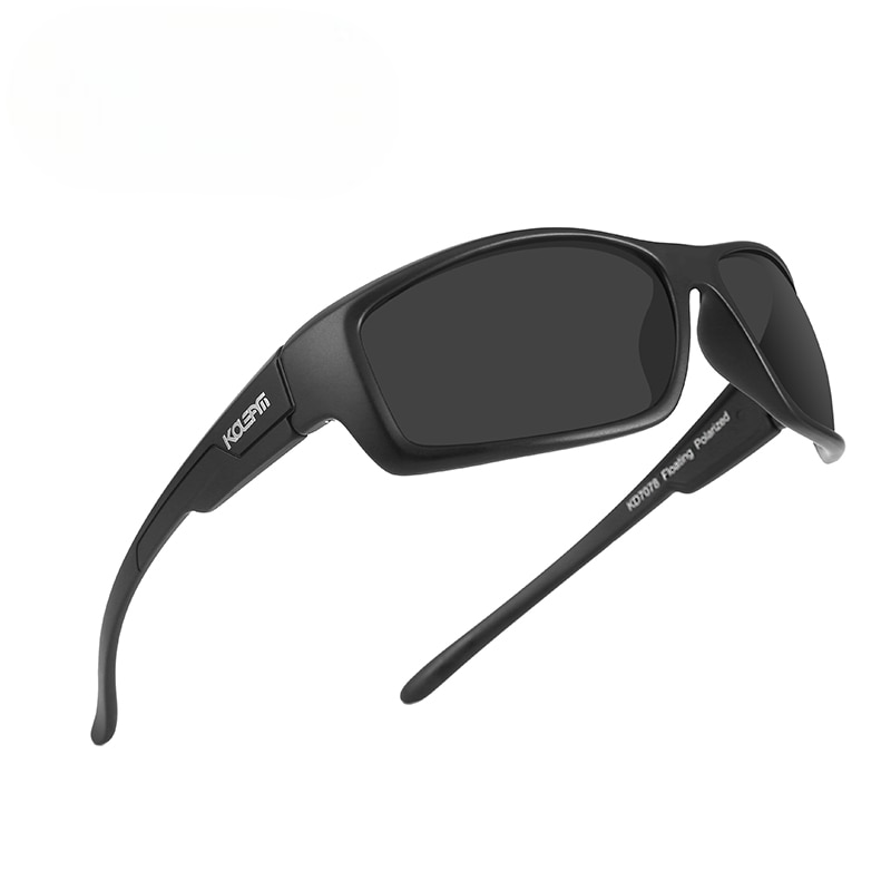 sports design floating sunglasses with black frames and black lenses, perfect for fishing, kayaking and any other water sports