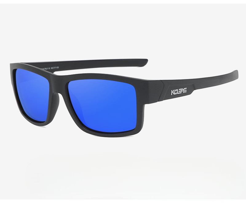 KDEAM floating sunglasses with black frames and dark blue lenses, perfect for fishing, kayaking, boating and any other water sports