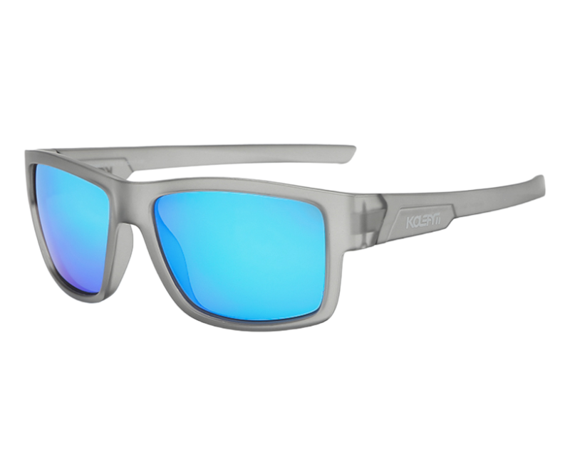 KDEAM floating sunglasses with grey frames and blue lenses, perfect for fishing, kayaking, boating and any other water sports